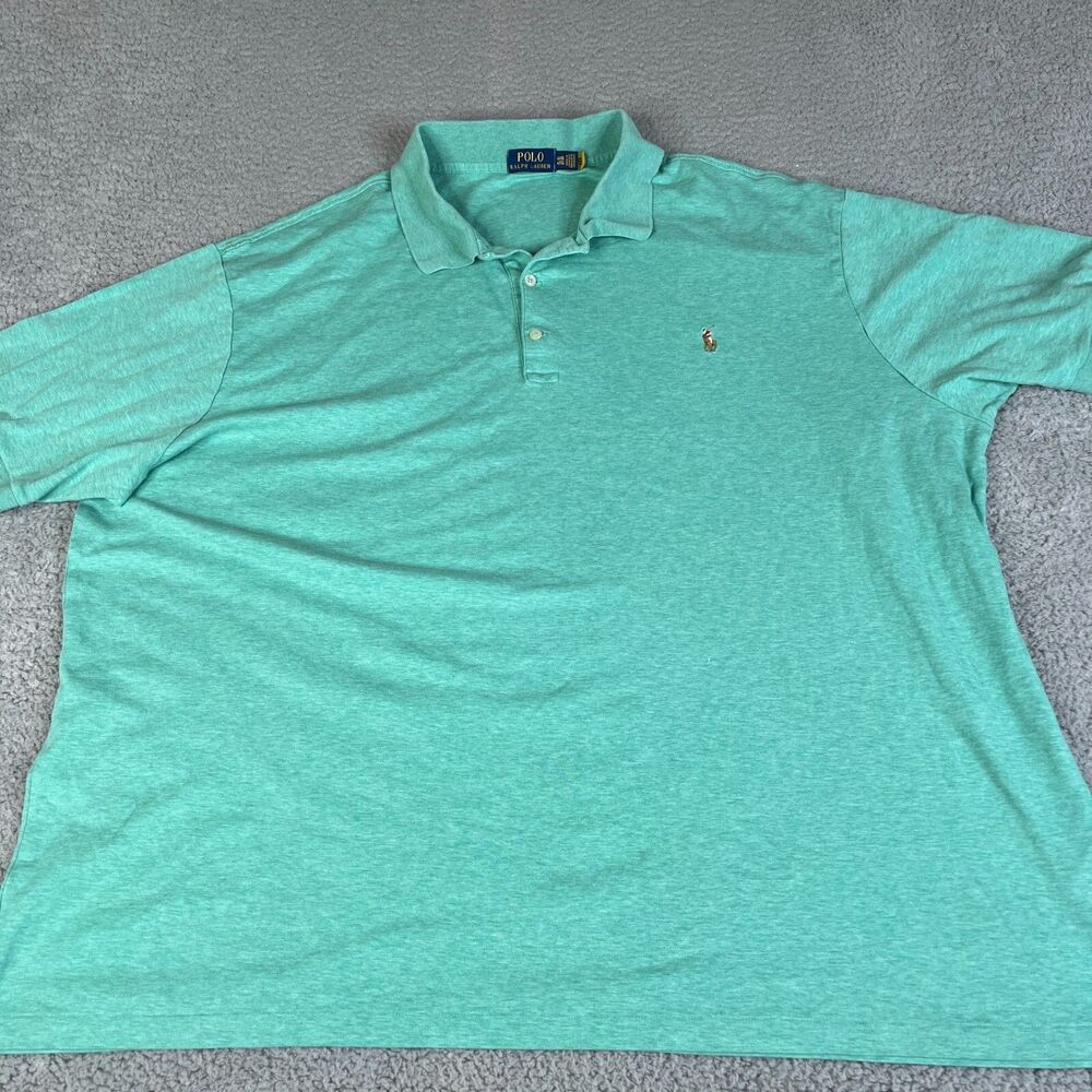 POLO RALPH LAUREN Shirt Mens 4XB Green Big & Tall Short Sleeve‎ Flesh Pony Logo